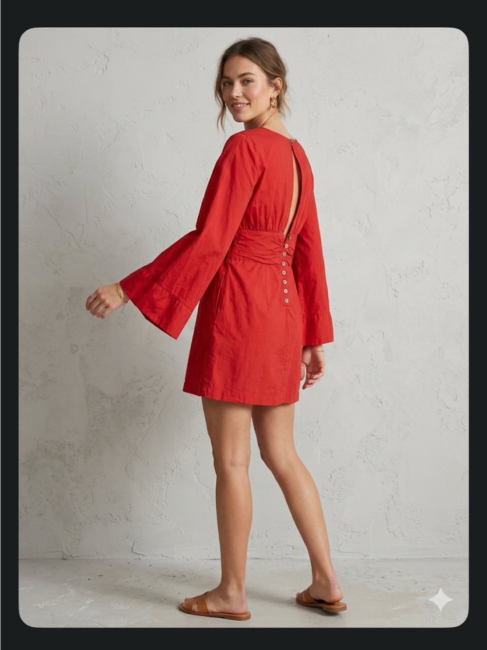 Free People Red Backless Mini Dress with Button-Back Detail